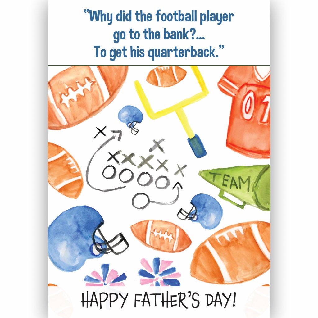 Football Dad Joke Mini Card 24 Printed 3.5" x 5" Happy Father's Day