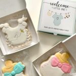Cookie Pizza Box "Welcome Little One" Baby Shower / Mom to Be - 4" x 4" x 7/8" Cookie Packaging Box