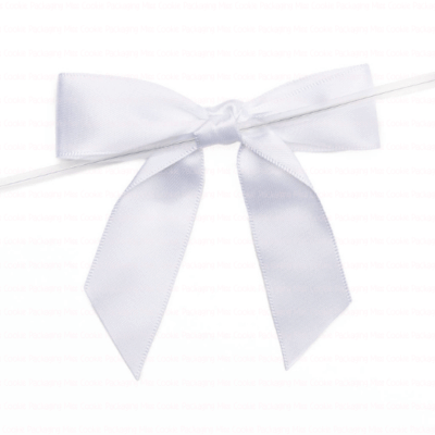 white satin pre tied bow