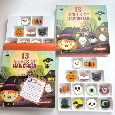 Halloween Cookie Countdown Calendar Box and Cookies