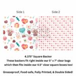 Greaseproof Backer - Valentines Pattern - 4.375” Square Backer (for 4.5” BOX or 5” x 7” Clear Bag)