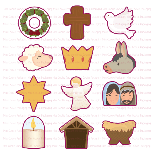 nativity set SET - Nativity 12 Day Matching Cookie Cutters - 12 Cookie Cutters - Image 1