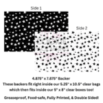 Greaseproof Backer - Black & White Stars - 4.875" x 7.875" Backer (for 5.25" x 10.5" Clear Bag and/or 5" x 8" BOX)
