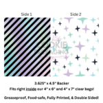 Greaseproof Backer - Holographic Stripes Stars - 3.625" x 4.5" BAG Backer (for 4" x 6" and 4" x 7" Clear Bag)