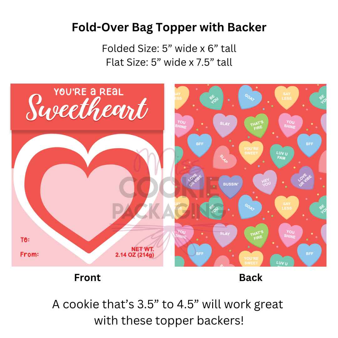 Sweethearts Fold Over Cookie Topper Backer Sweethearts Fold Over Cookie Topper Backer