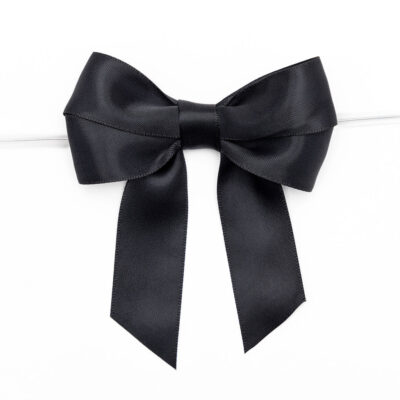 Black Satin Pre-tied Bow