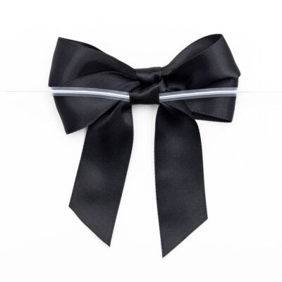 Black Satin Pre-tied Bow