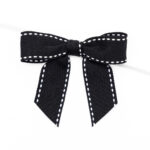 Black White Stitch Pre-tied Bow for Cookies
