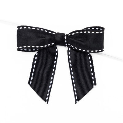 Black White Stitch Pre-tied Bow for Cookies