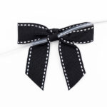 Black White Stitch Pre-tied Bow for Cookies