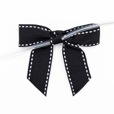 Black White Stitch Pre-tied Bow for Cookies