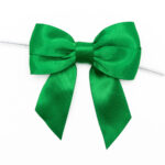 GREEN Double Loop Satin Pre-tied Bow