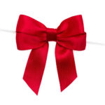 RED Double Loop Satin Pre-tied Bow