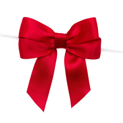 RED Double Loop Satin Pre-tied Bow