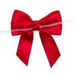 RED Double Loop Satin Pre-tied Bow
