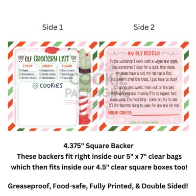 Elf Grocery List Food-Safe Greaseproof Cookie Backer