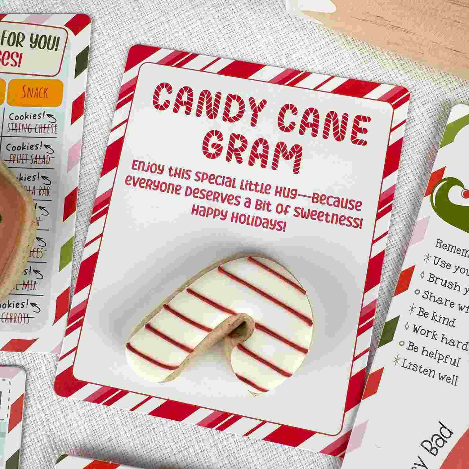 Elf-Candy-Cane-Gram-Cookie-Backer Candy Gram Food-Safe Greaseproof Cookie Backer