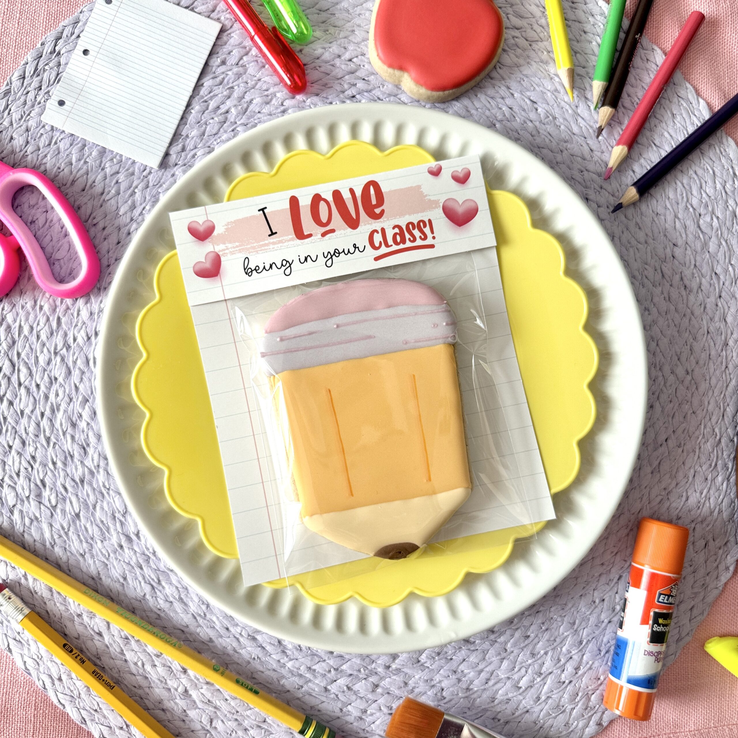 Fold Over Teacher Appreciation Backer with Pencil Book and Poly Bag