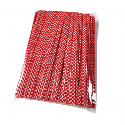 Red White Dots Twist Ties - 4”
