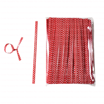 Red White Dots Twist Ties - 4”