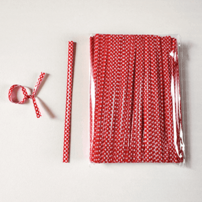 Red White Dots Twist Ties - 4”