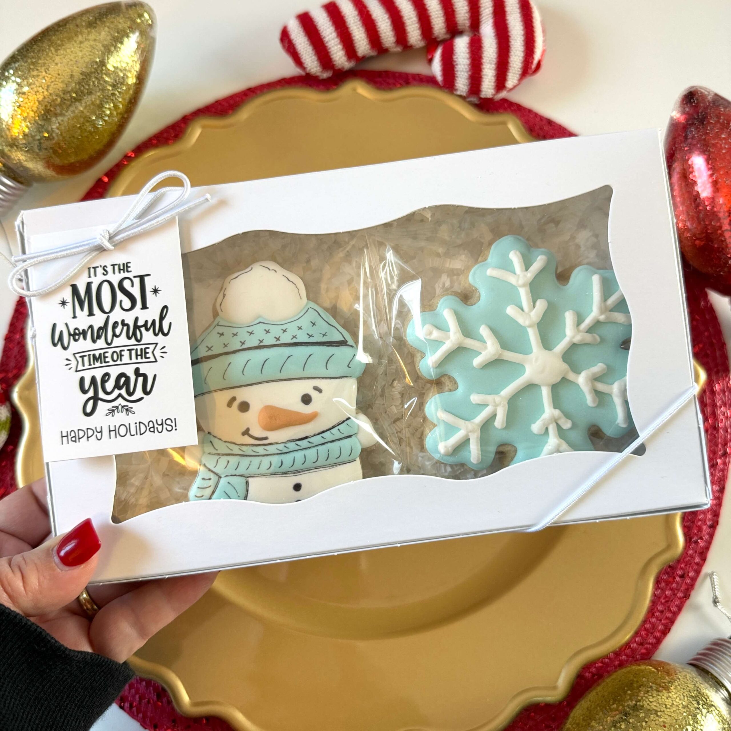 Christmas Cookies in Bakery Box with Printed tag