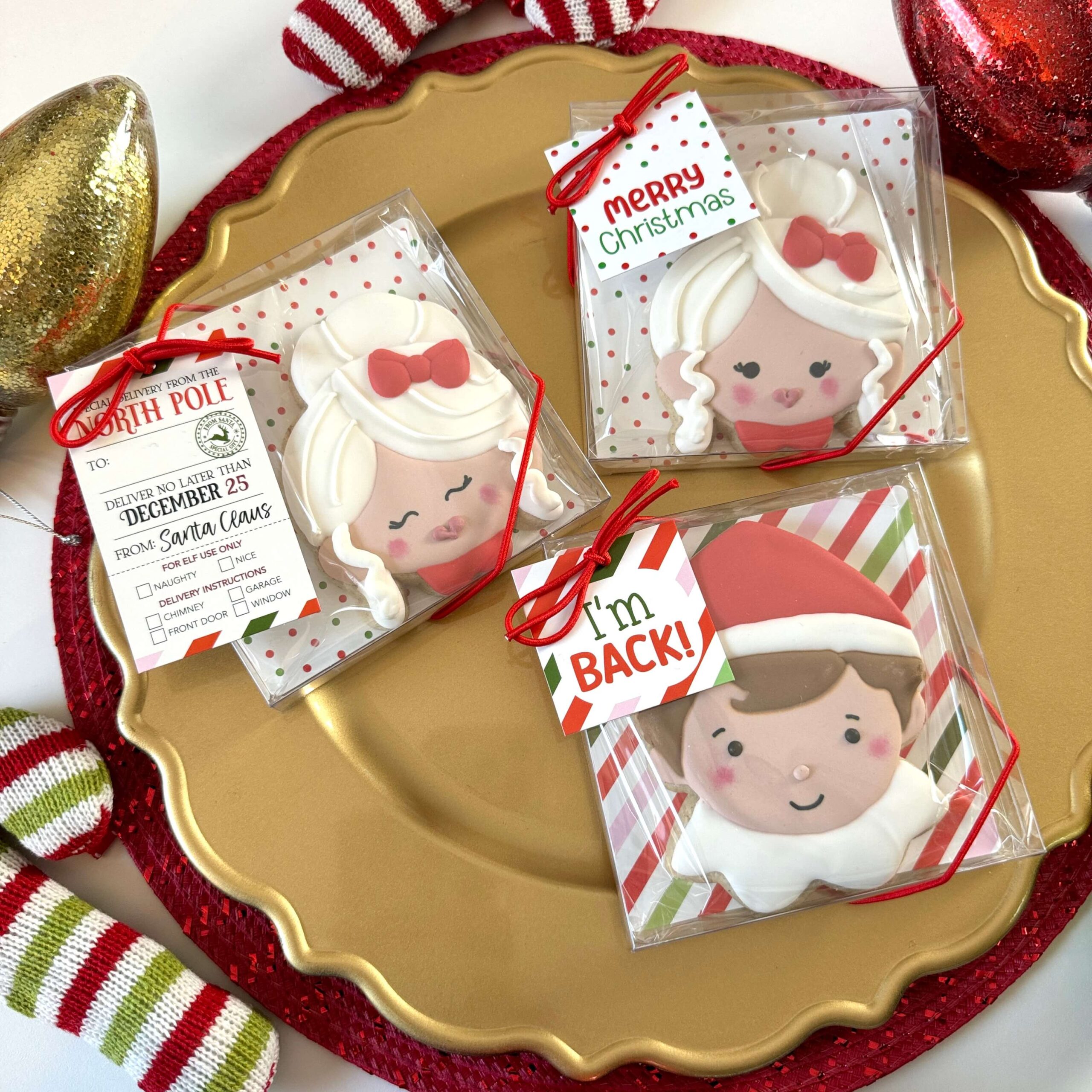 Christmas Sugar Cookies in Clear Box with Greaseproof Backers