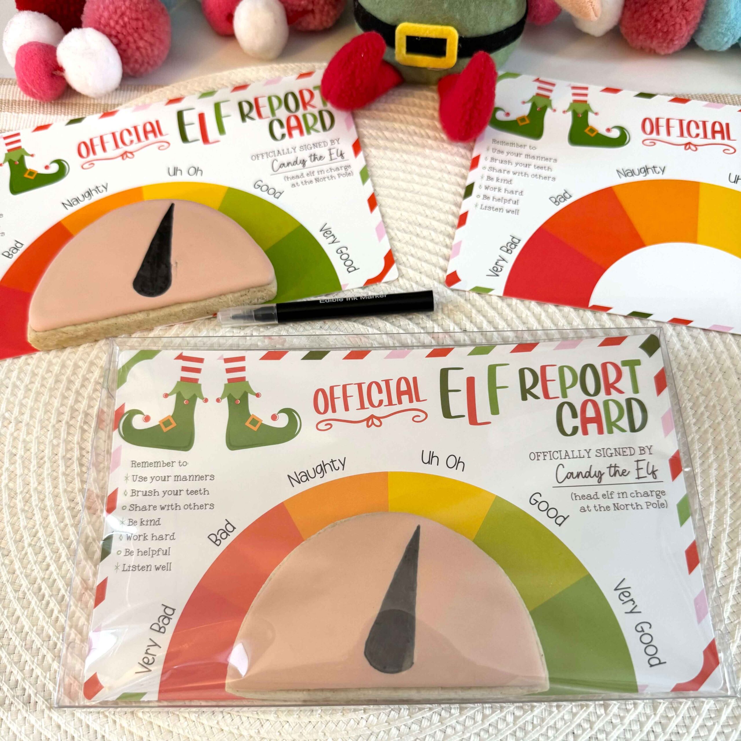 Naughty or Nice Elf Cookie Backer