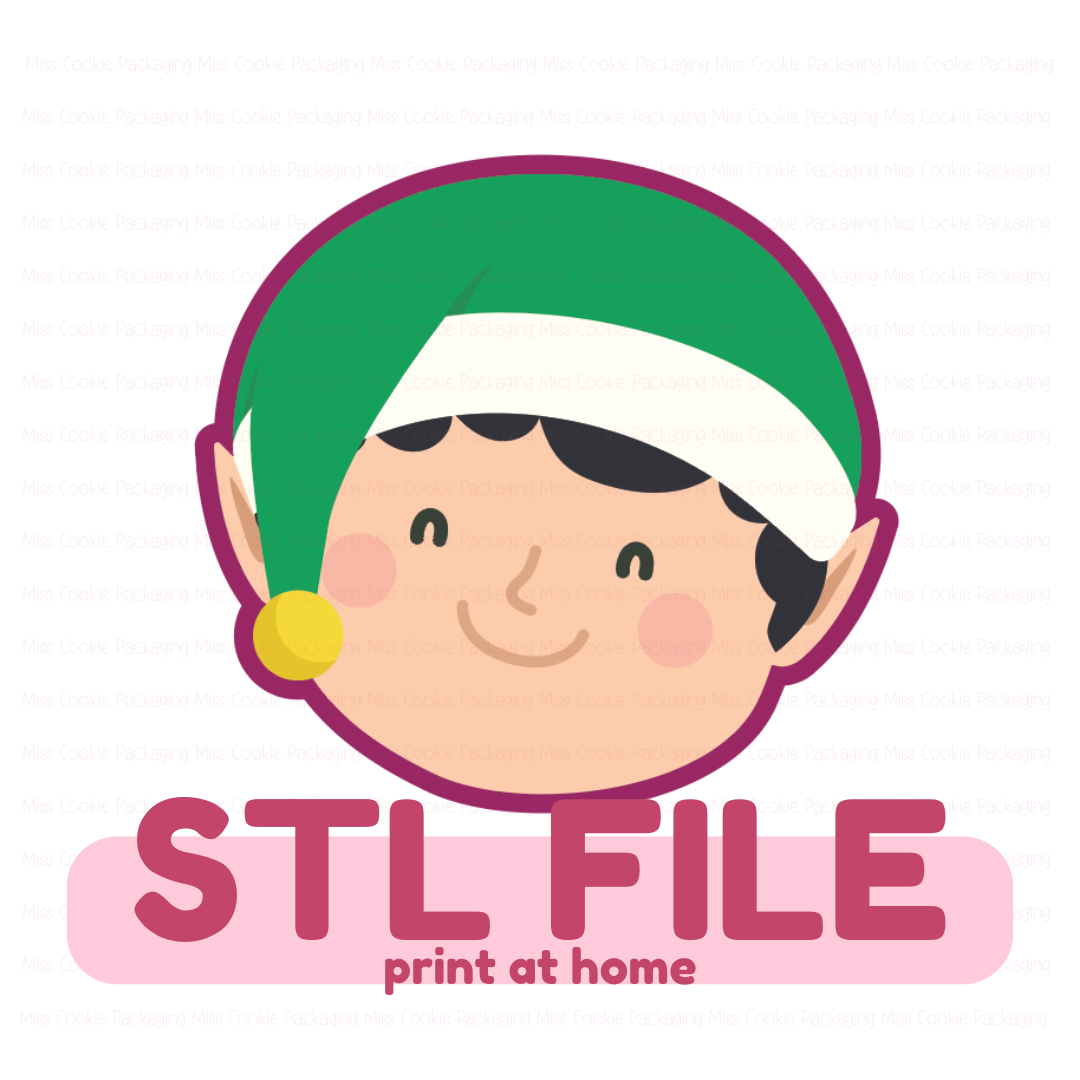Mini Elf Head STL STL FILE - Digital ONLY - Mini Elf Head - 2" wide x 2" tall Cookie Cutter - Image 1