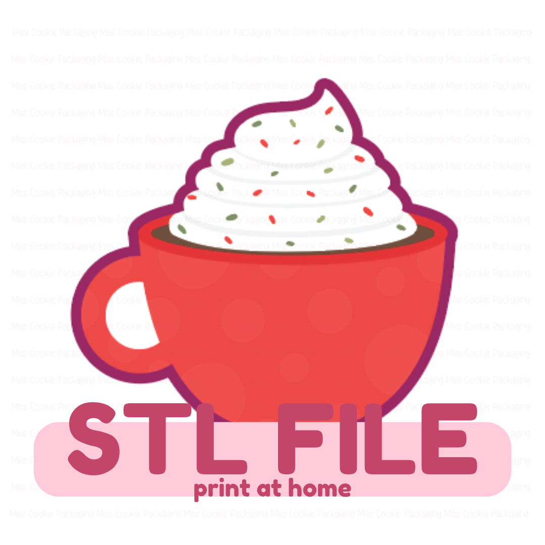 Mini Hot Coca STL STL FILE - Digital ONLY - Mini Cocoa Mug - 2" wide x 2" tall Cookie Cutter - Image 1