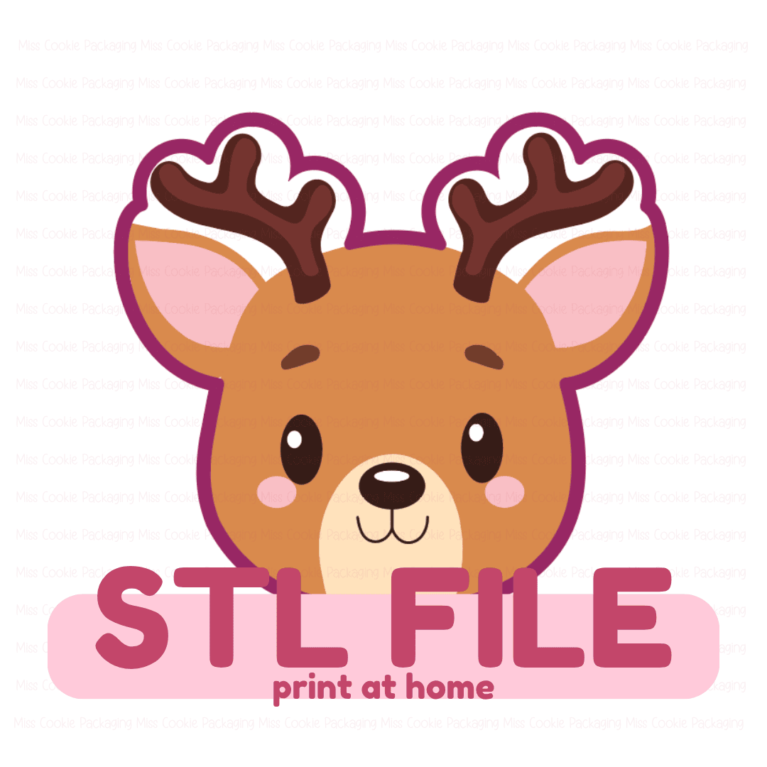 Mini Santas Raindeer STL STL FILE - Digital ONLY - Mini Santa's Reindeer - 2" wide x 2" tall Cookie Cutter - Image 1