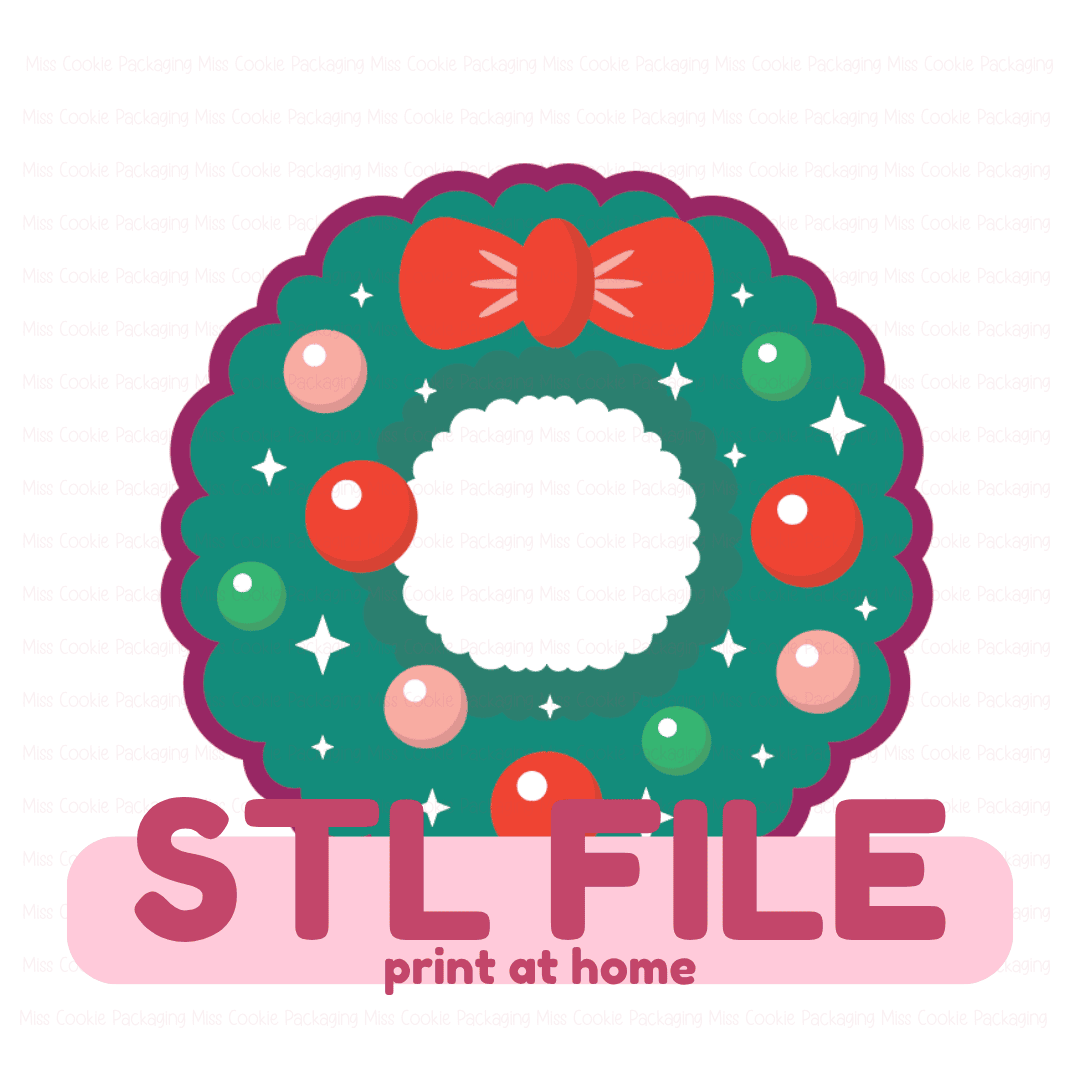Mini Santas Wreath STL STL FILE - Digital ONLY - Mini Santa's Wreath - 2" wide x 2" tall Cookie Cutter - Image 1