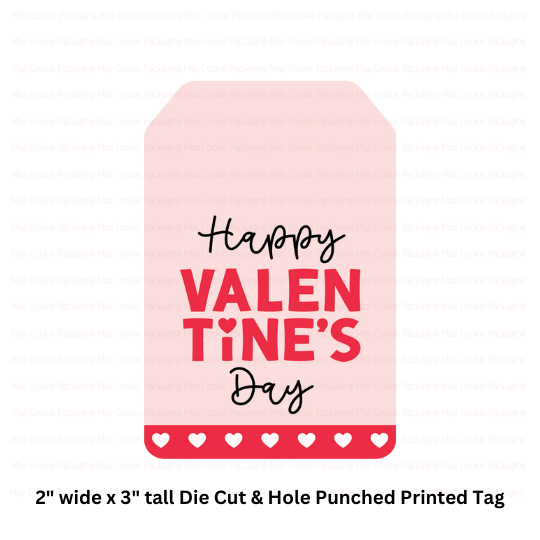 Happy Valentines Modern "Happy Valentine's Day" Modern Gift Tag Shaped Die Cut Tag – 25 Printed 2" x 3" Tags - Image 1
