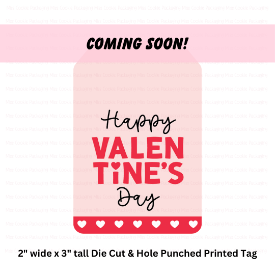 Happy Valentines Modern "Happy Valentine's Day" Modern Gift Tag Shaped Die Cut Tag – 25 Printed 2" x 3" Tags - Image 1