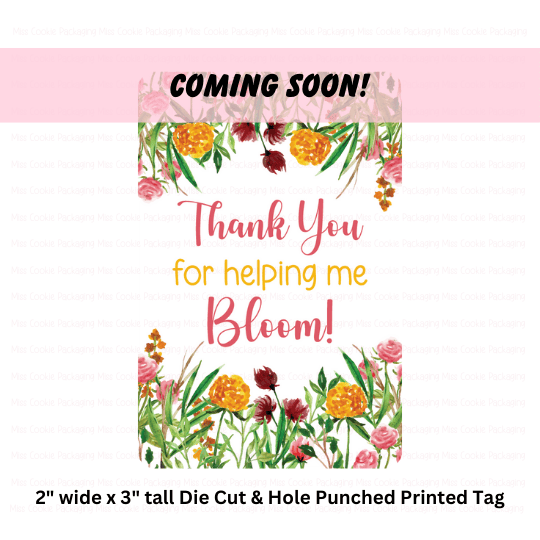 Helping me bloom "Thank You for helping me Bloom!" Gift Tag Shaped Die Cut Tag – 25 Printed 2" x 3" Tags - Image 1