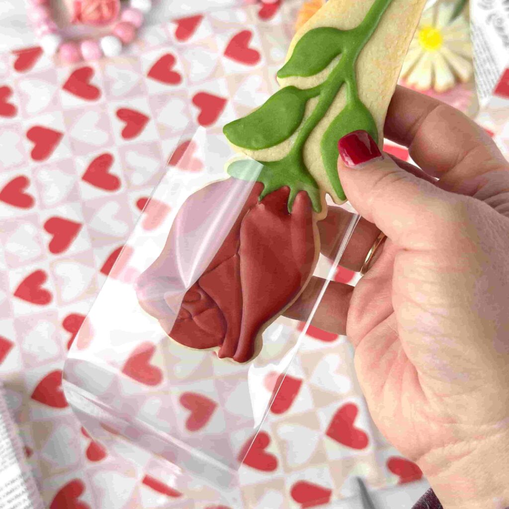 Rose Cookie in Heat Seal Bag