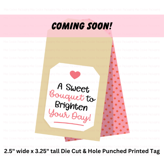 Sweet Bouquet "A Sweet Bouquet to Brighten Your Day!" Gift Tag Shaped Die Cut Tag – 25 Printed 2.5" x 3.25" Tags - Image 1