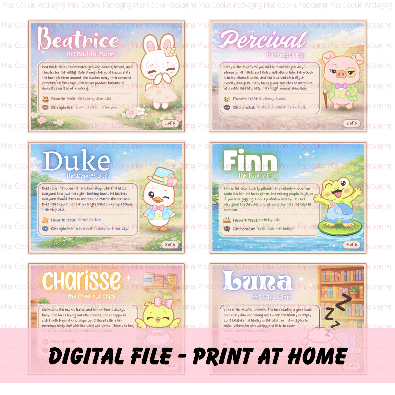 Character Cards set Springtime Cuties Character Card Set