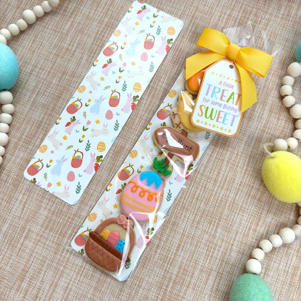 treat for someone sweet tag tall Easter backer with mini Easter cookies