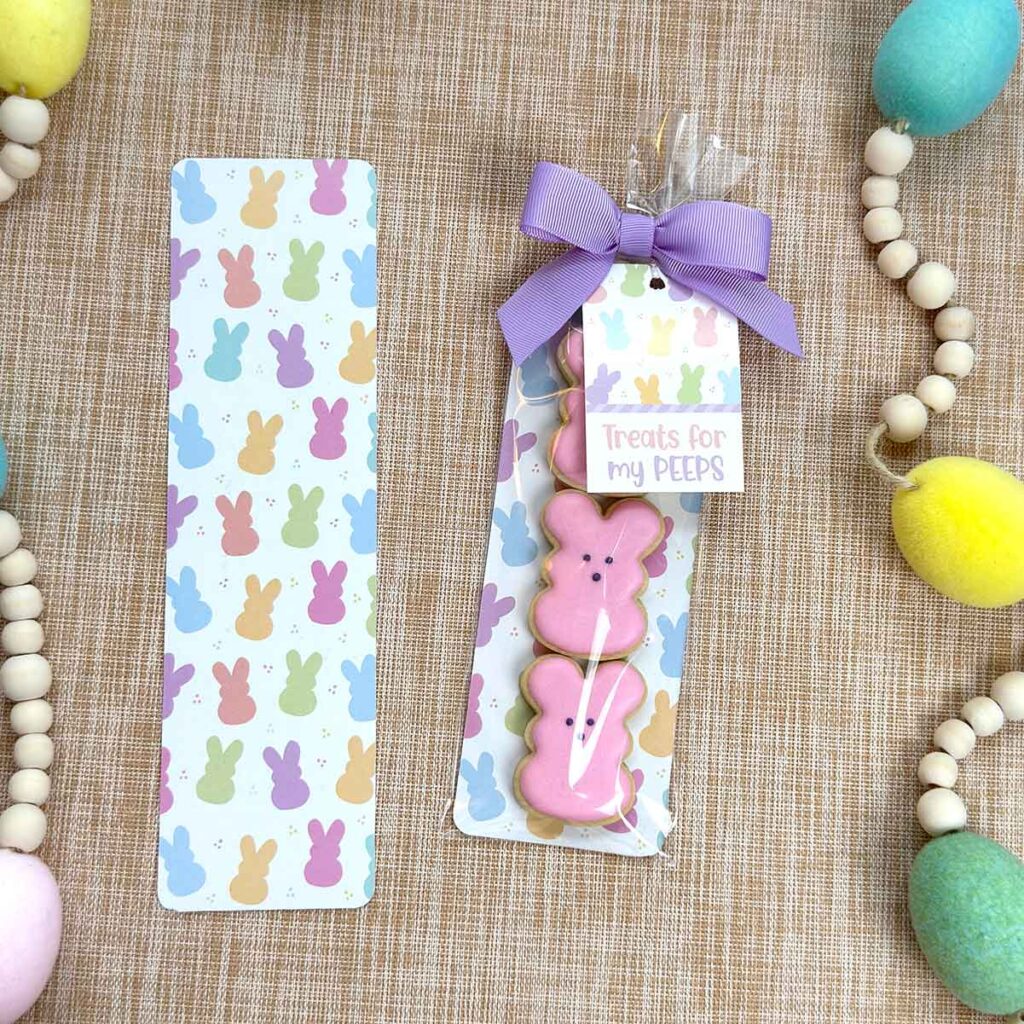 trimmed down tall Easter backer with matching tag and bow