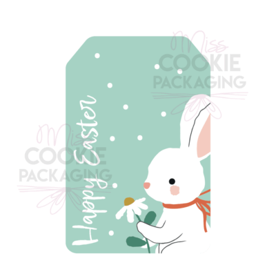 teal bunny happy Easter tag