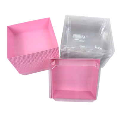Pink Bakery Treat Box with Clear Lid