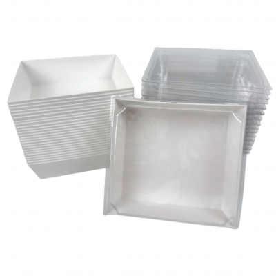 White Bakery Treat Box with Clear Lid