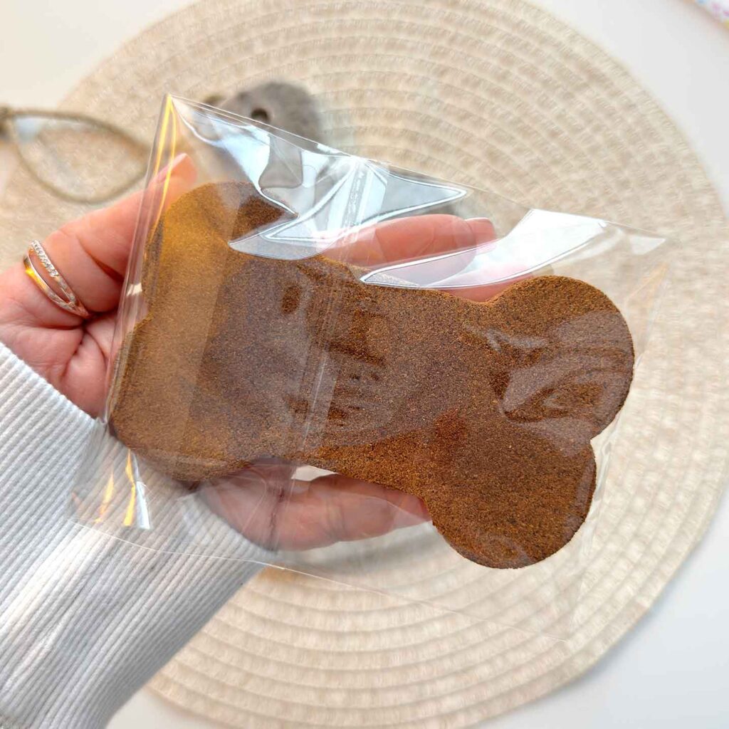 decorated dog treat with name and self seal bag