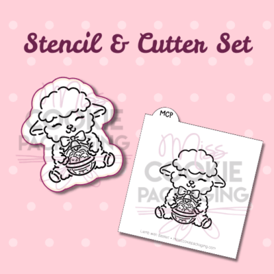 lamb with easter basket PYO cookie cutter and matching stencil