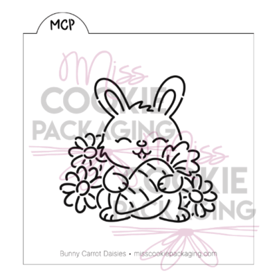 bunny carrot daisy stencil for PYO easter cookies