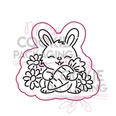 bunny with carrot and daisies PYO cookie cutter