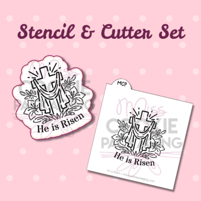 easter cross PYO cookie cutter and matching stencil