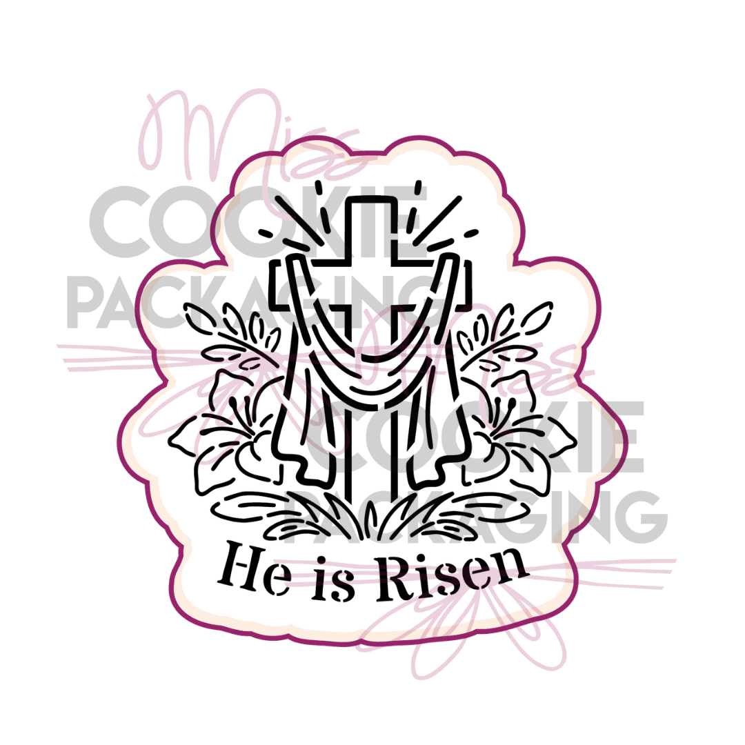 cross stencil cutter (1) He is risen cross lilies palm leaves faith easter cookie cutter for PYO cookies