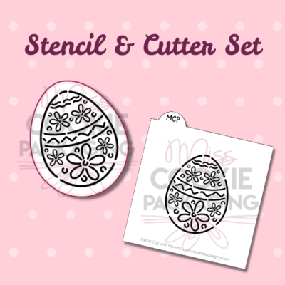 flower easter egg cookie cutter and matching stencil for pyo cookies